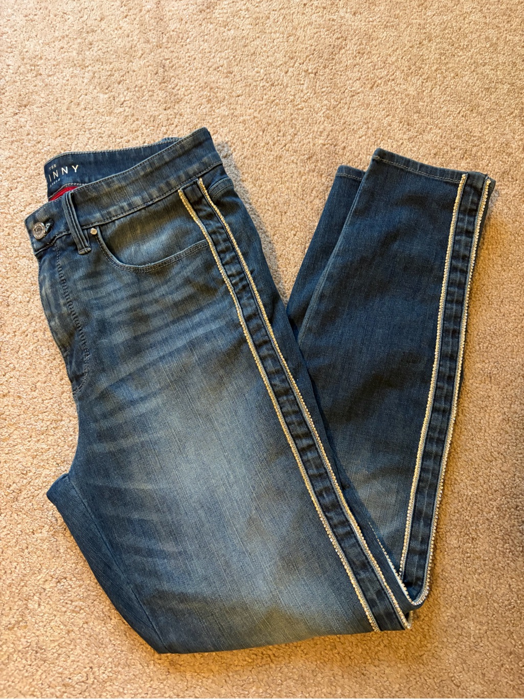 White House Black Market - Size 8 - High Rise Skinny Ankle Jeans - Sparkly